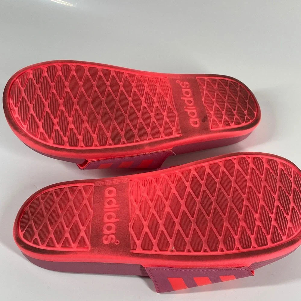 Adidas Kids Size 4 Adilette Shower Slides Water Sports Girls Turbo Pink Comfort